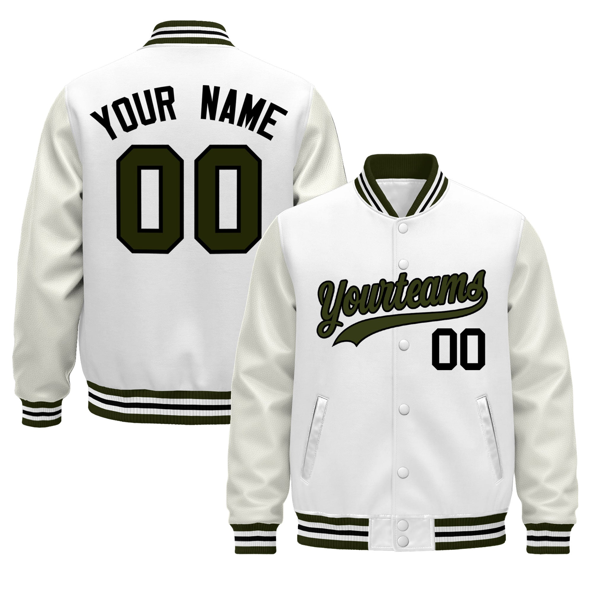 Custom White Olive Black Classic Style Leather Sleeves Wrinkle-Resistant Jacket| KXKSHOP