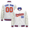 Custom White Royal Blue Orange Classic Style Leather Sleeves Wrinkle-Resistant Jacket| KXKSHOP