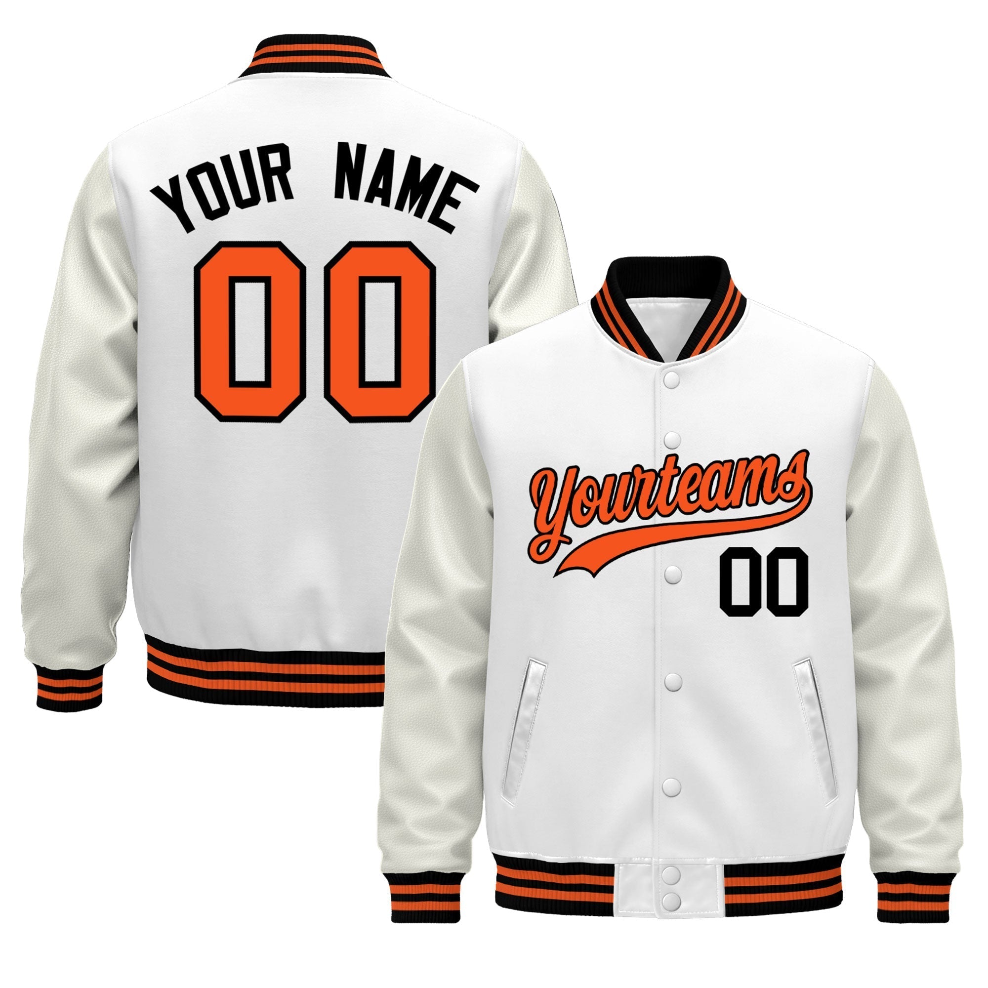 Custom White Black Orange Classic Style Leather Sleeves Wrinkle-Resistant Jacket| KXKSHOP
