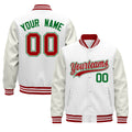 Custom White Red Classic Style Leather Sleeves Wrinkle-Resistant Jacket| KXKSHOP