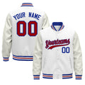 Custom White Royal Blue Red Classic Style Leather Sleeves Wrinkle-Resistant Jacket| KXKSHOP