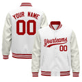 Custom White Red Classic Style Leather Sleeves Wrinkle-Resistant Jacket| KXKSHOP