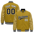 Custom Old Gold Black White Classic Style Leather Sleeves Wrinkle-Resistant Jacket| KXKSHOP
