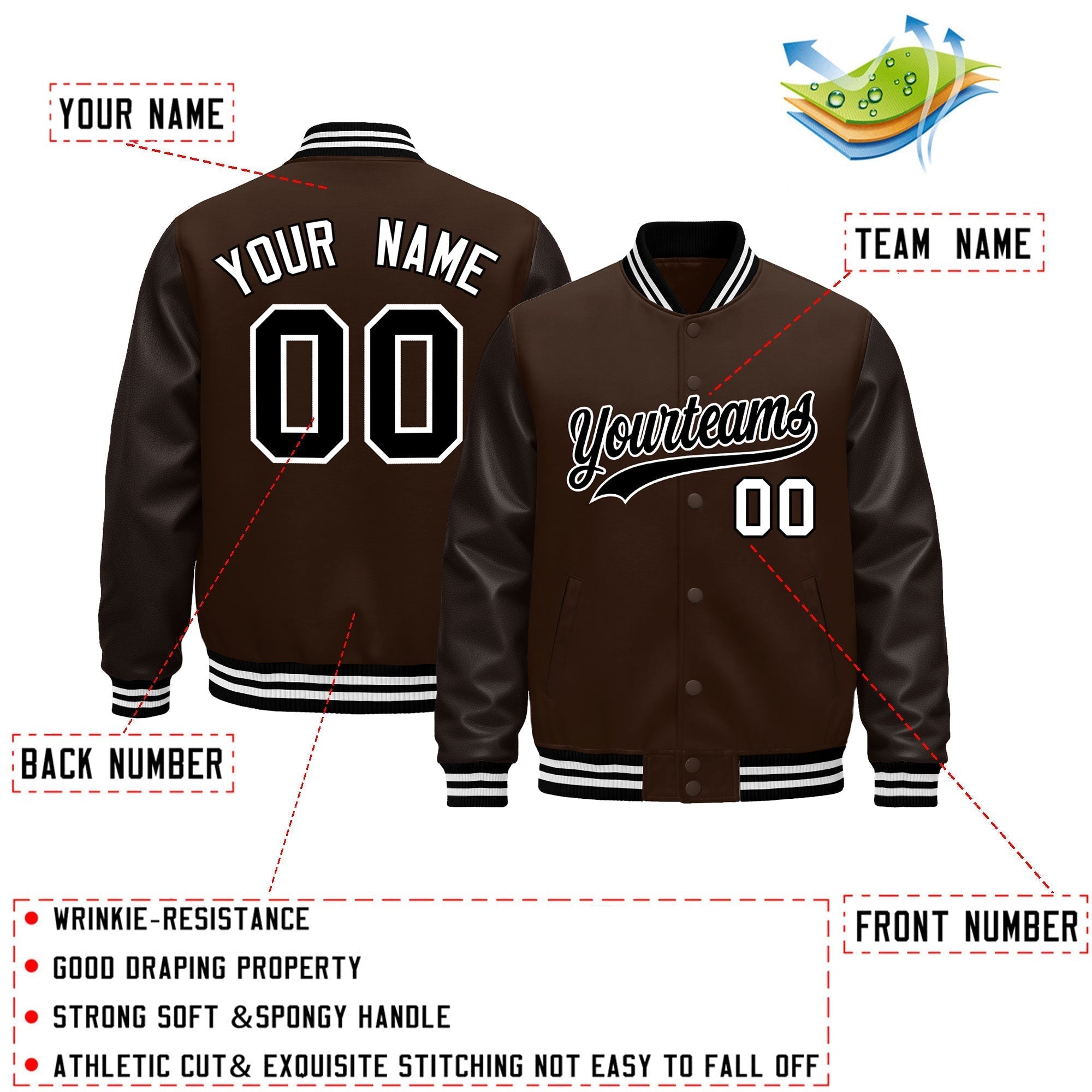 Custom Brown Black White Classic Style Leather Sleeves Wrinkle-Resistant Jacket| KXKSHOP