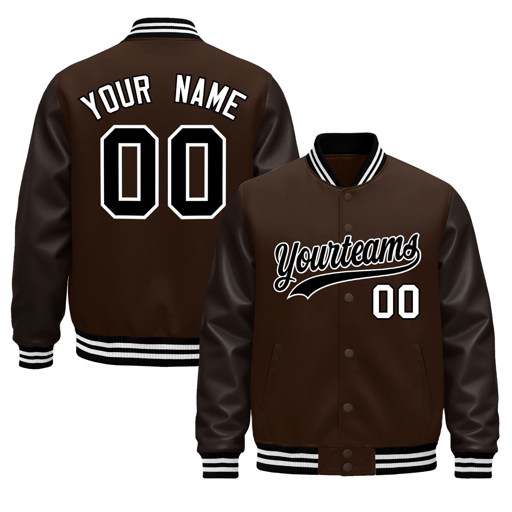 Custom Brown Black White Classic Style Leather Sleeves Wrinkle-Resistant Jacket| KXKSHOP