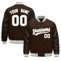 Custom Brown Gray White Classic Style Leather Sleeves Wrinkle-Resistant Jacket| KXKSHOP