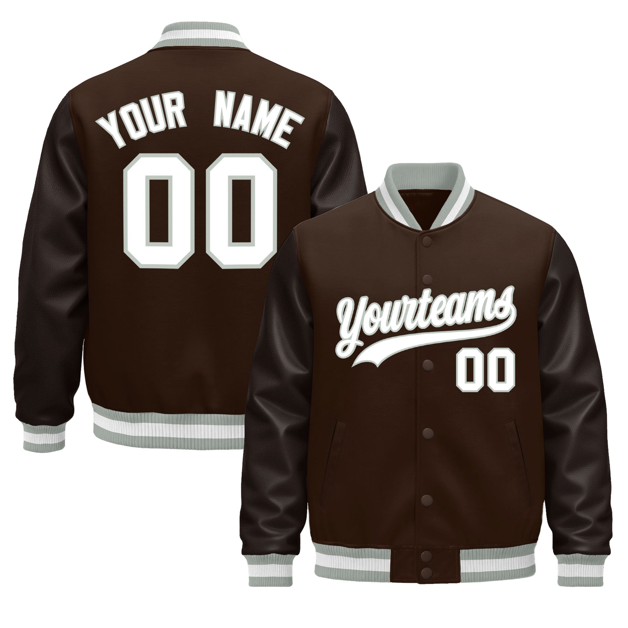 Custom Brown Gray White Classic Style Leather Sleeves Wrinkle-Resistant Jacket| KXKSHOP