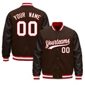 Custom Brown Red White Classic Style Leather Sleeves Wrinkle-Resistant Jacket| KXKSHOP