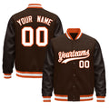 Custom Brown Orange White Classic Style Leather Sleeves Wrinkle-Resistant Jacket| KXKSHOP