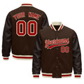 Custom Brown Cream Red Classic Style Leather Sleeves Wrinkle-Resistant Jacket| KXKSHOP