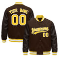 Custom Brown Gold White Classic Style Leather Sleeves Wrinkle-Resistant Jacket| KXKSHOP
