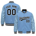Custom Powder Blue Black White Classic Style Leather Sleeves Wrinkle-Resistant Jacket| KXKSHOP