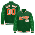 Custom Kelly Green White Orange Classic Style Leather Sleeves Wrinkle-Resistant Jacket| KXKSHOP