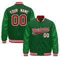 Custom Kelly Green Red White Classic Style Leather Sleeves Wrinkle-Resistant Jacket| KXKSHOP