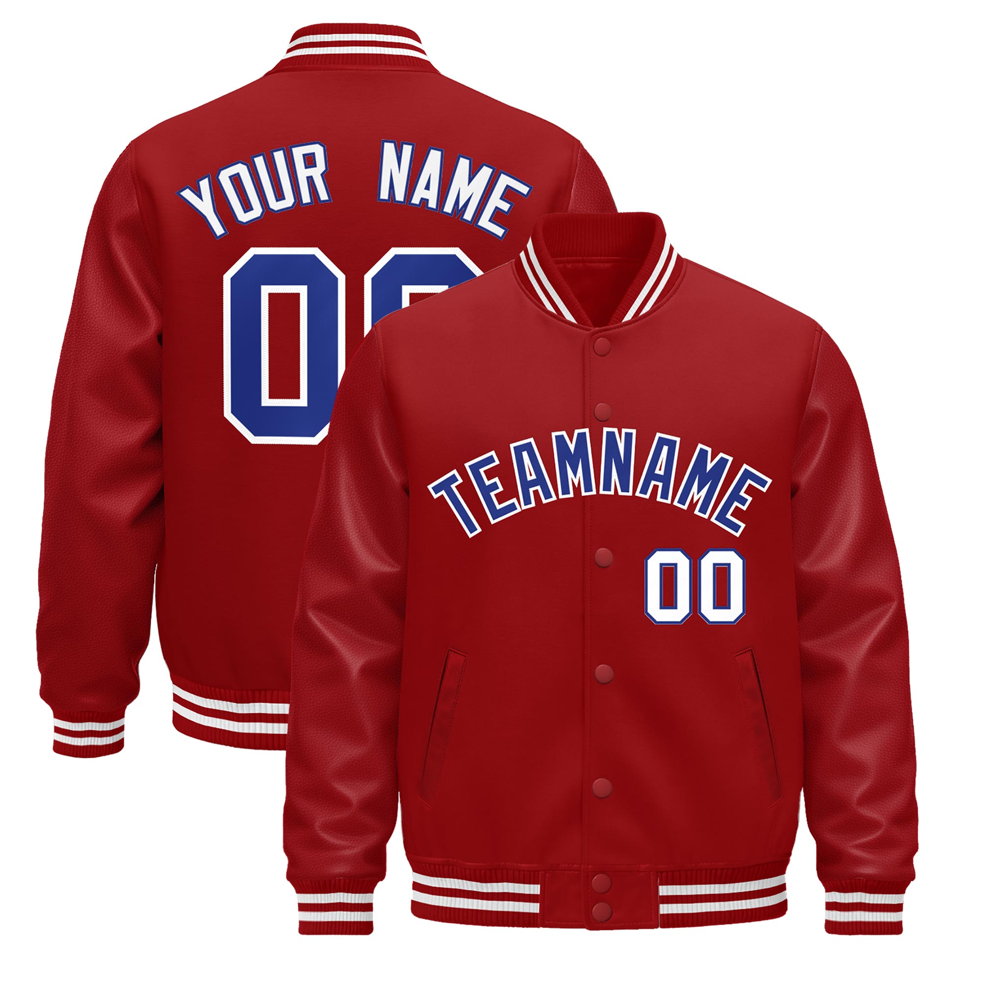 Custom Red White Classic Style Leather Sleeves Wrinkle-Resistant Jacket| KXKSHOP