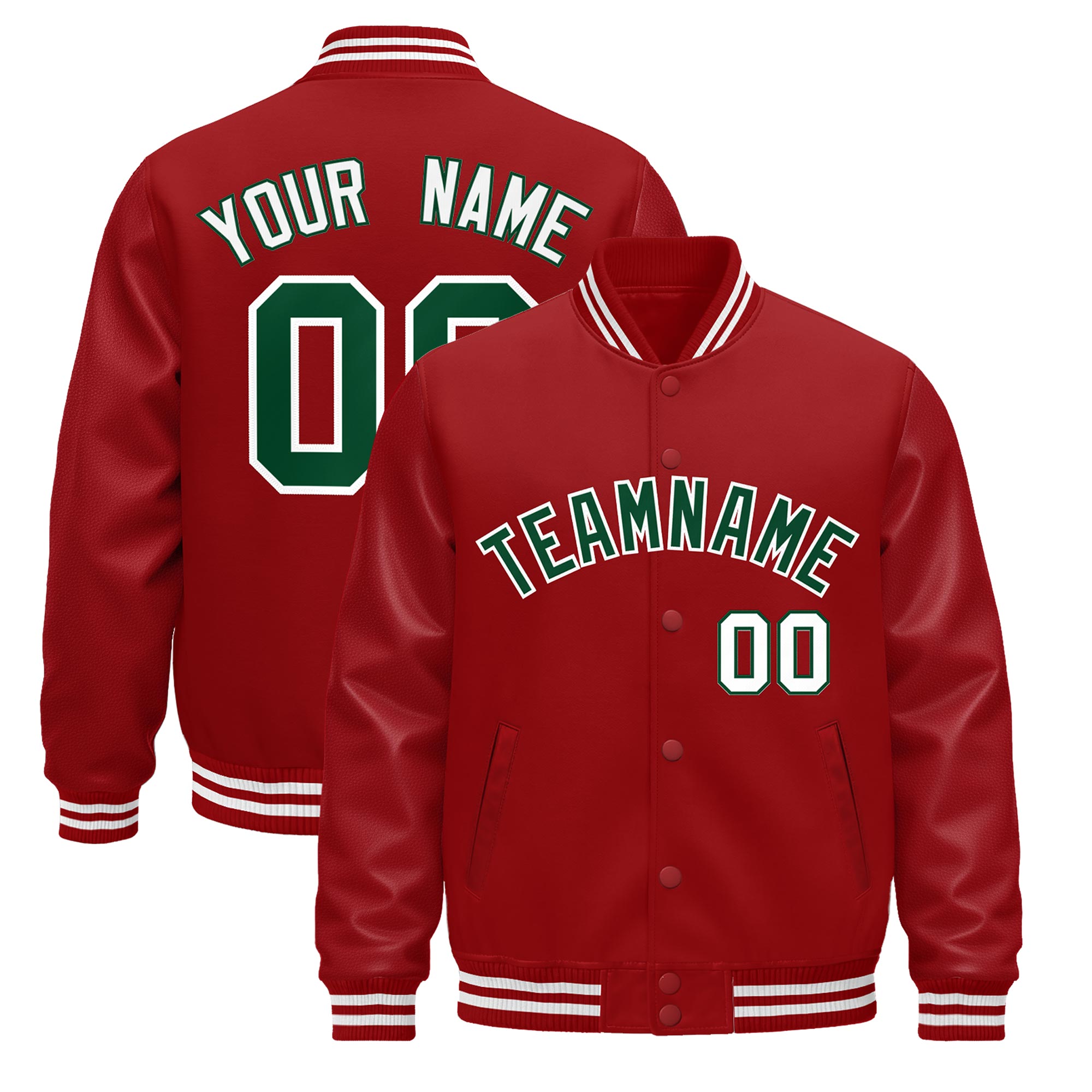 Custom Red White Classic Style Leather Sleeves Wrinkle-Resistant Jacket| KXKSHOP
