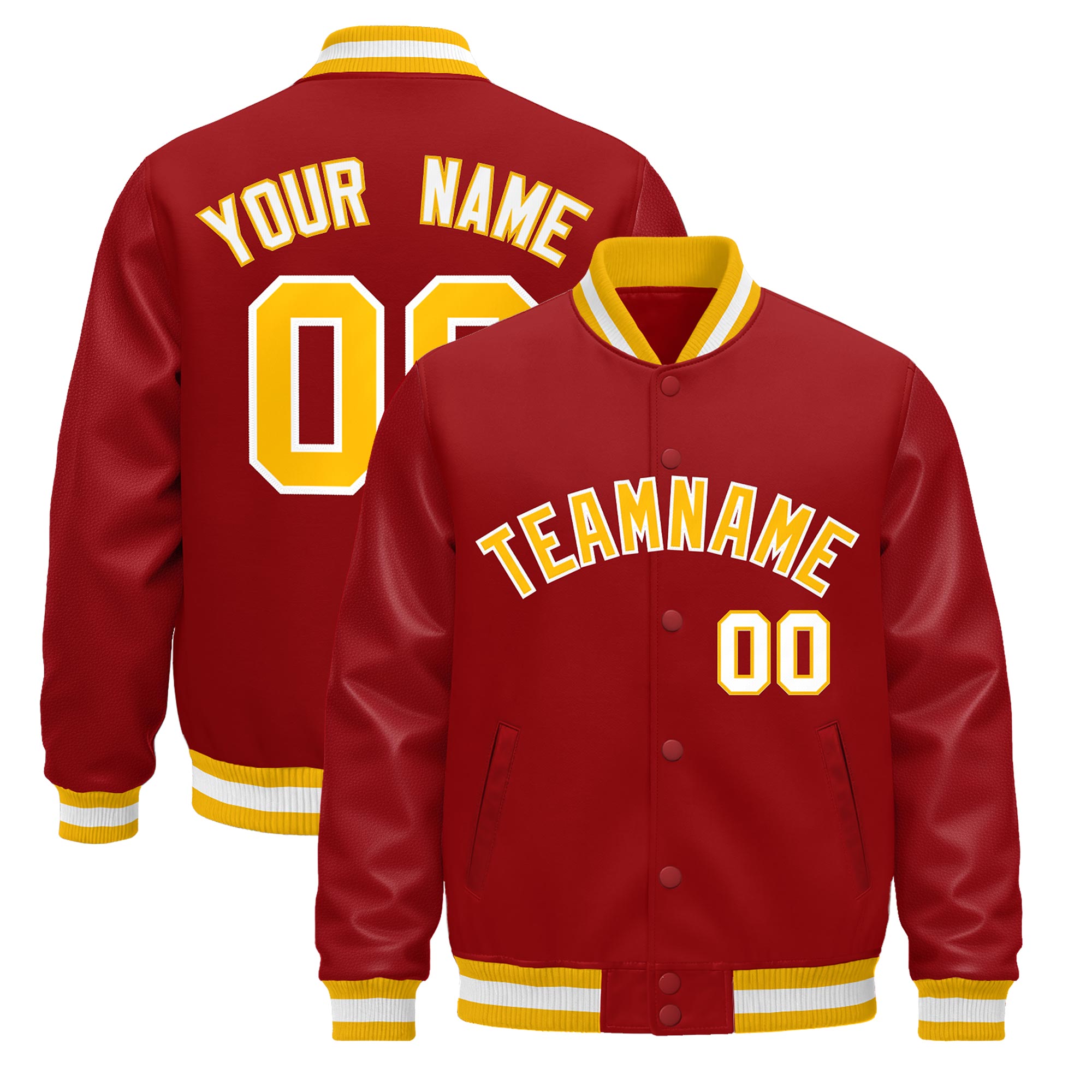 Custom Red White Classic Style Leather Sleeves Wrinkle-Resistant Jacket| KXKSHOP