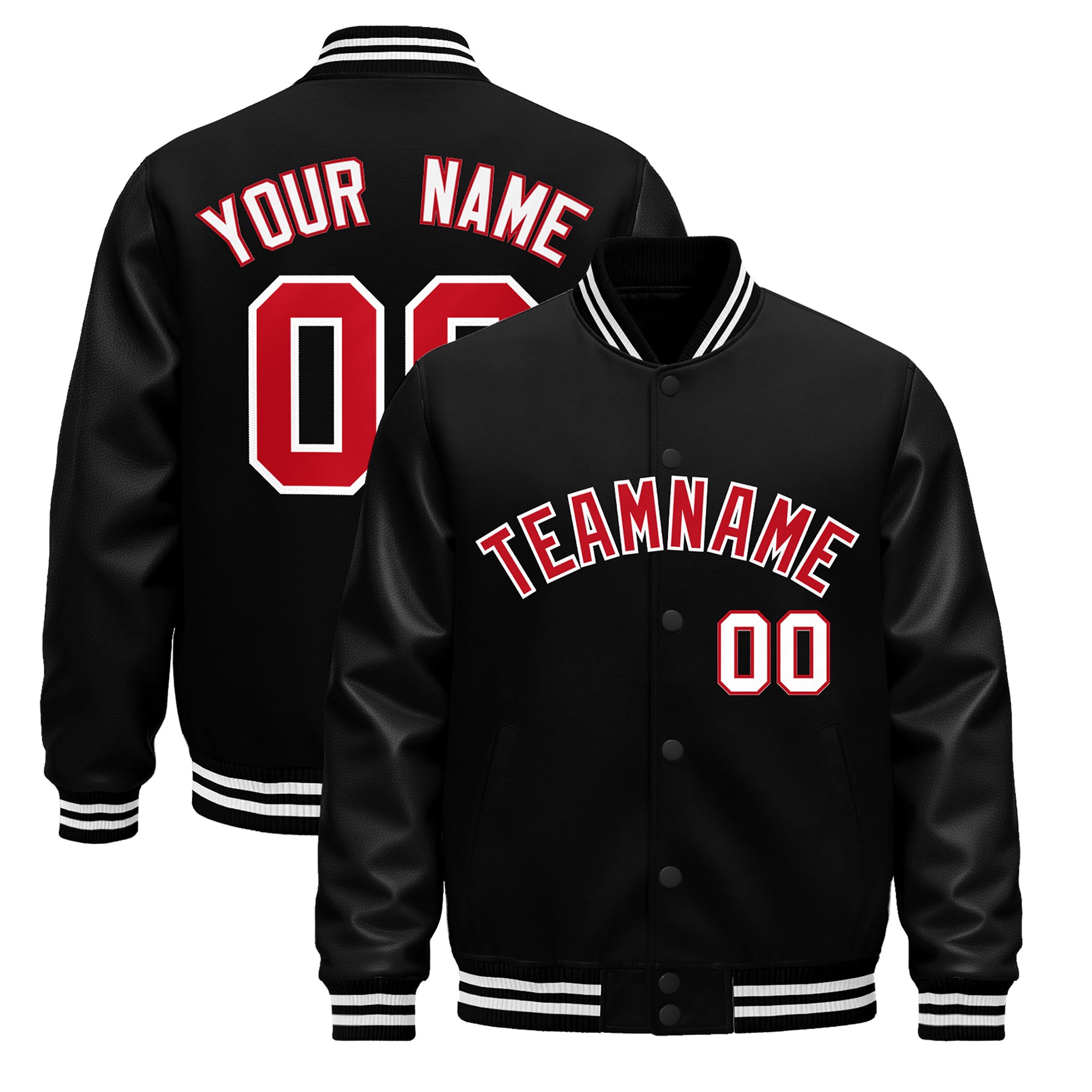 Custom Black White Classic Style Leather Sleeves Wrinkle-Resistant Jacket| KXKSHOP