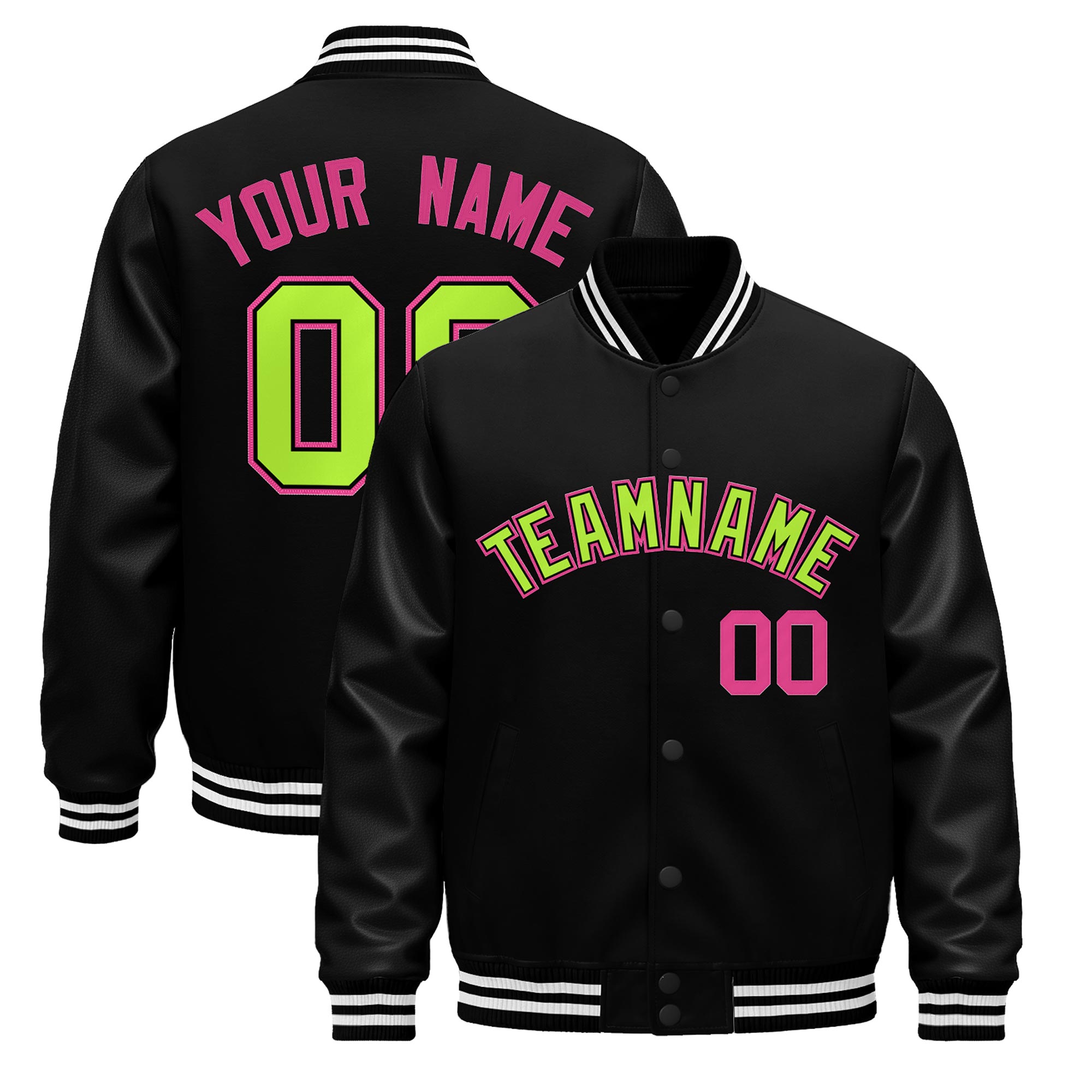 Custom Black White Classic Style Leather Sleeves Wrinkle-Resistant Jacket| KXKSHOP