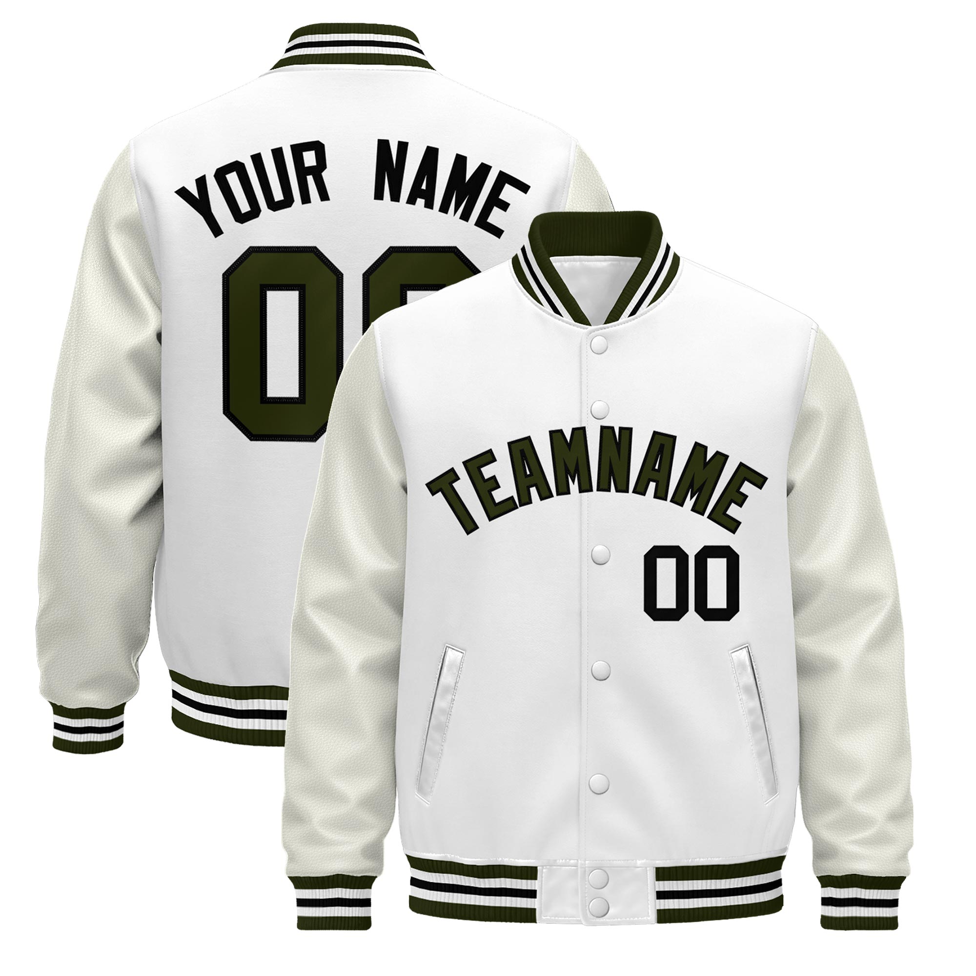 Custom White Olive Black Classic Style Leather Sleeves Wrinkle-Resistant Jacket| KXKSHOP