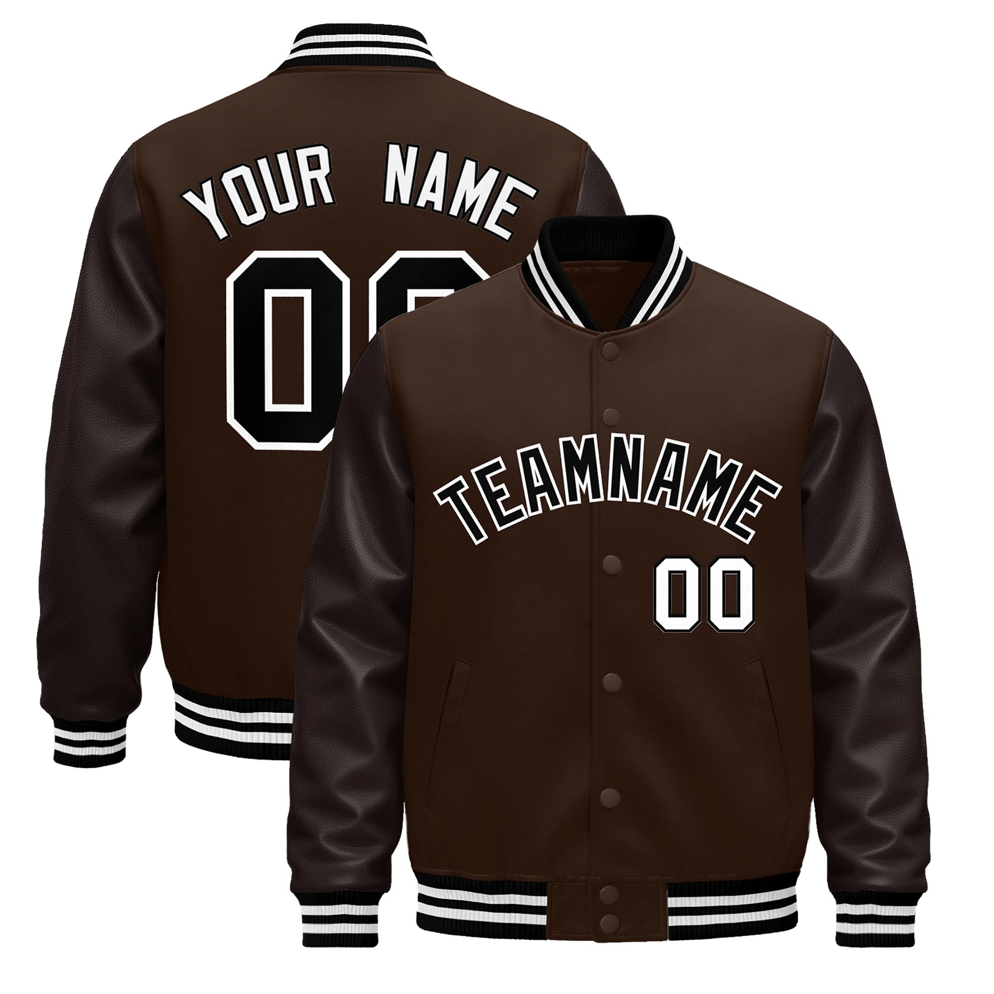 Custom Brown Black White Classic Style Leather Sleeves Wrinkle-Resistant Jacket| KXKSHOP