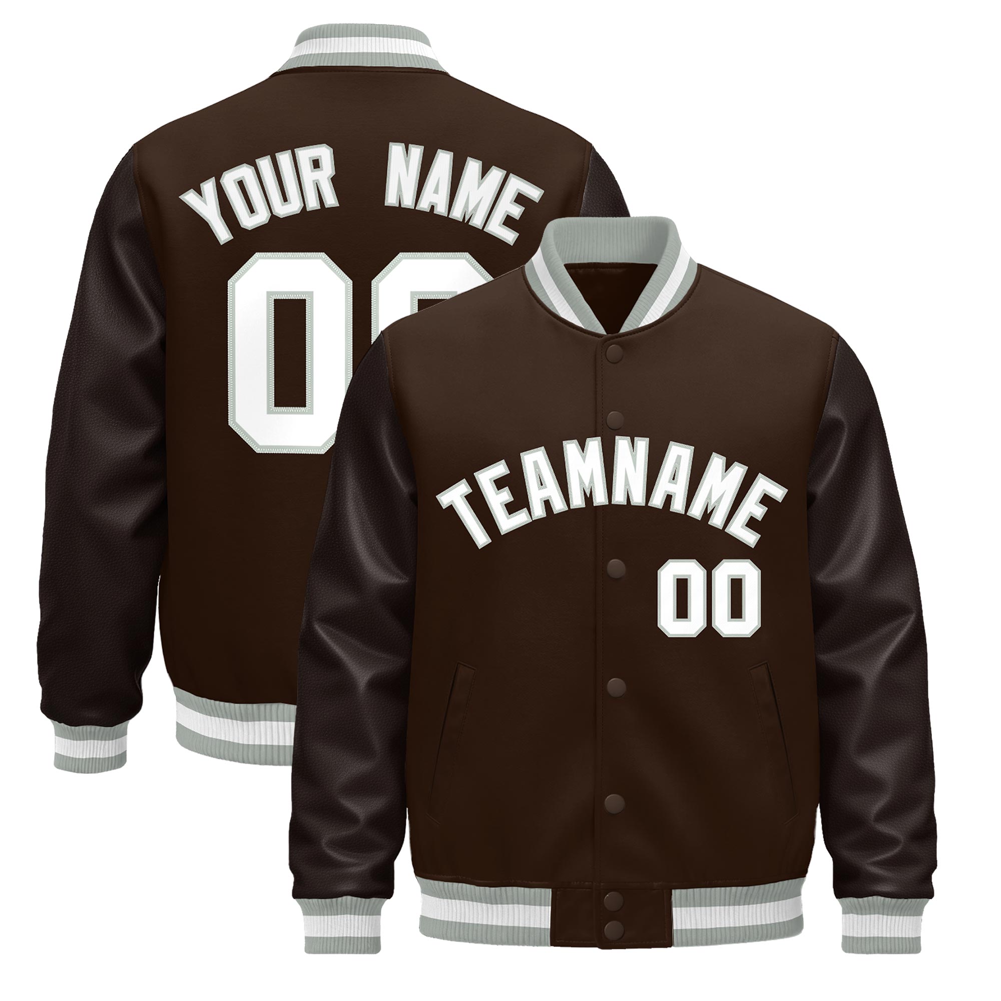Custom Brown Gray White Classic Style Leather Sleeves Wrinkle-Resistant Jacket| KXKSHOP
