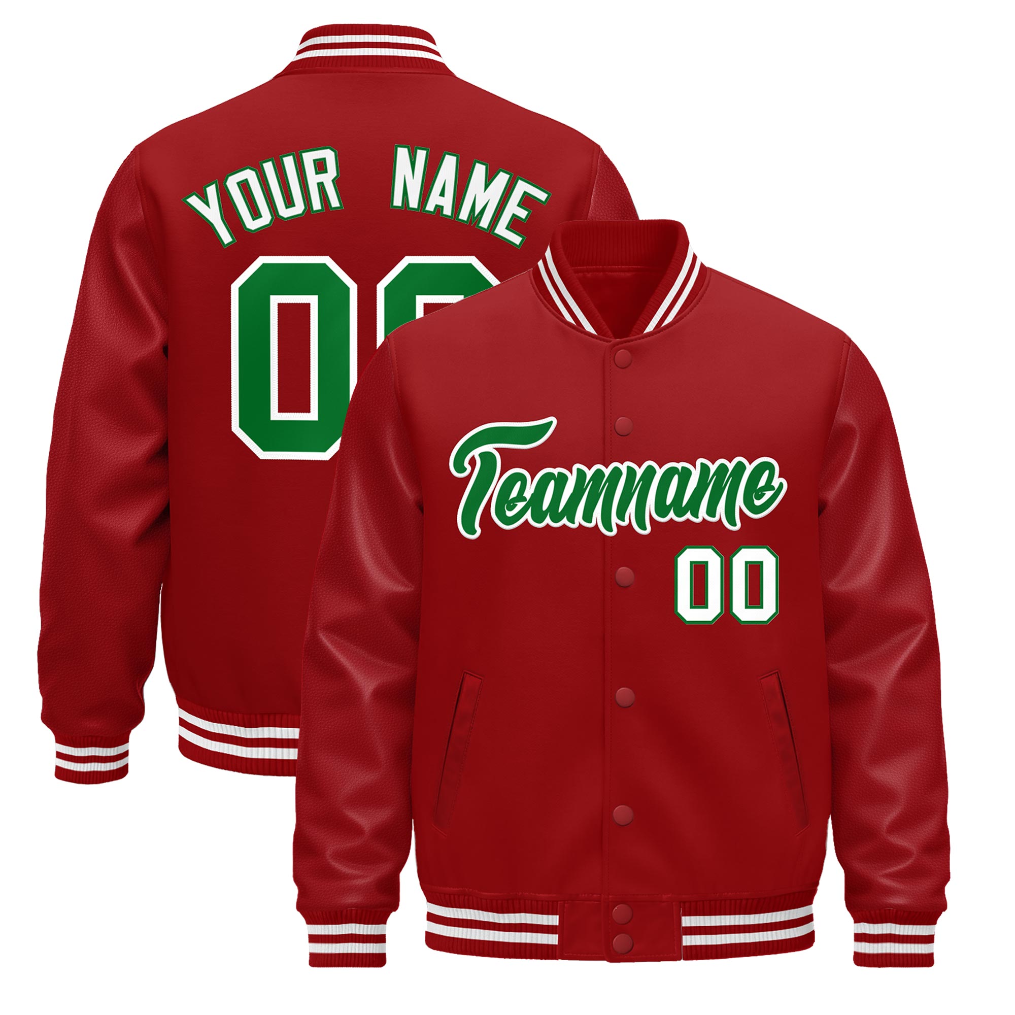 Custom Red White Classic Style Leather Sleeves Wrinkle-Resistant Jacket| KXKSHOP