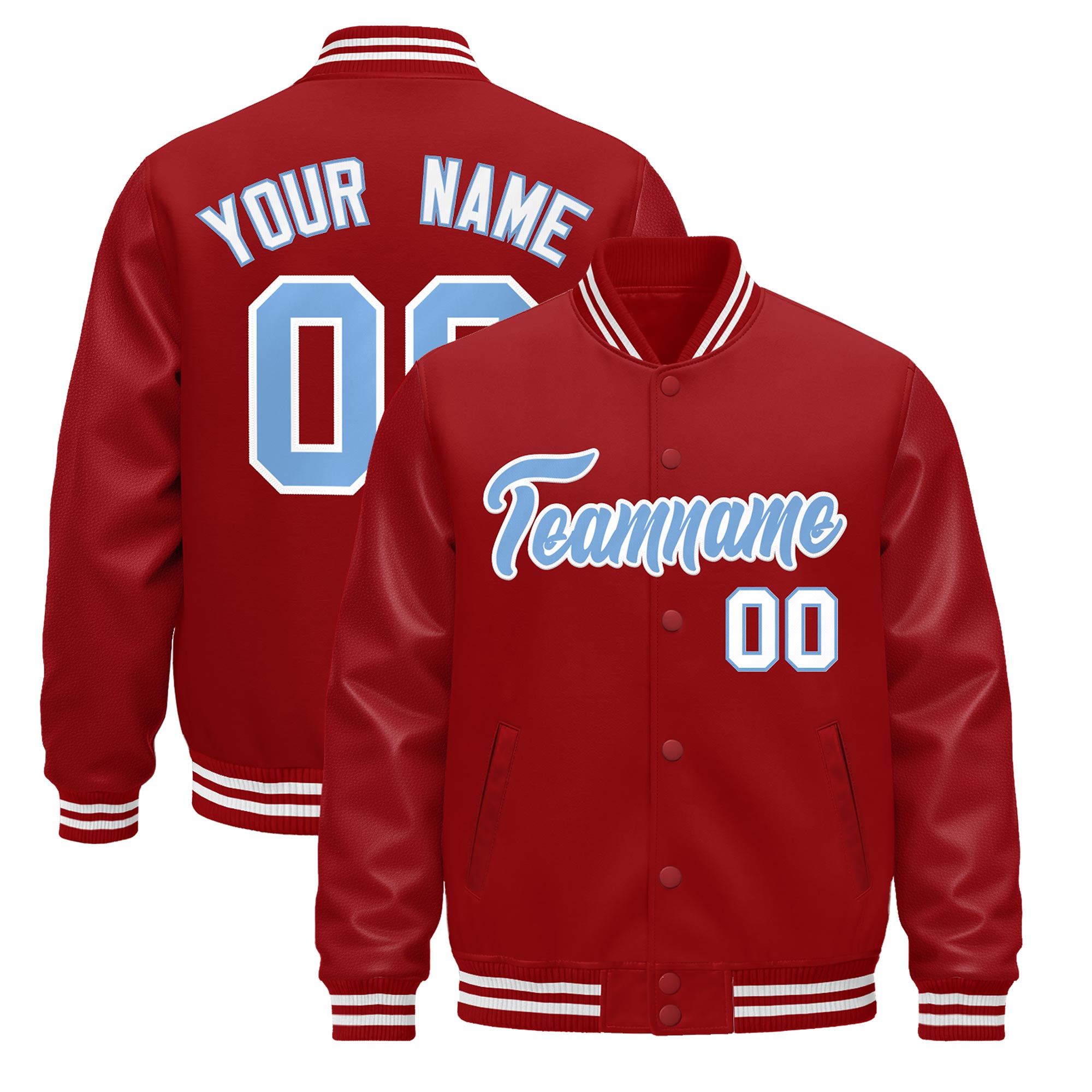 Custom Red White Classic Style Leather Sleeves Wrinkle-Resistant Jacket| KXKSHOP