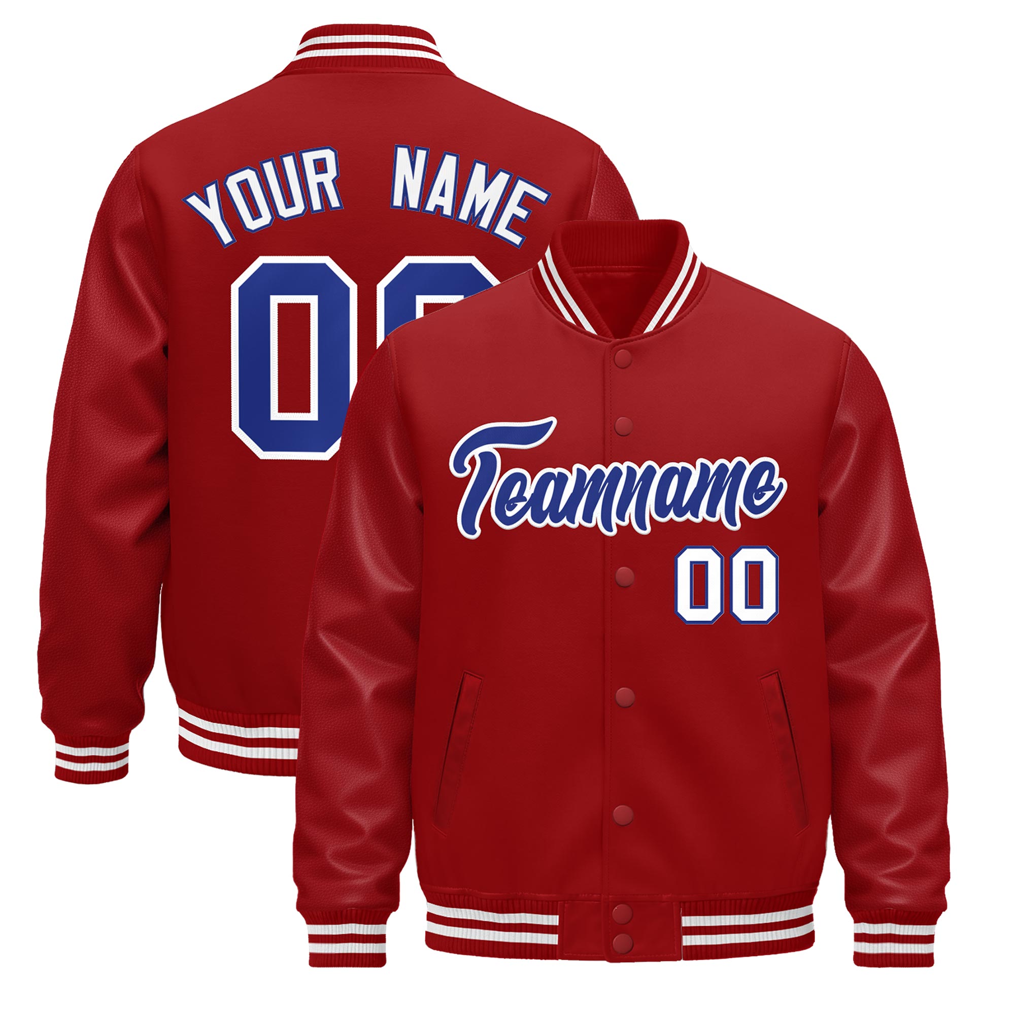 Custom Red White Classic Style Leather Sleeves Wrinkle-Resistant Jacket| KXKSHOP
