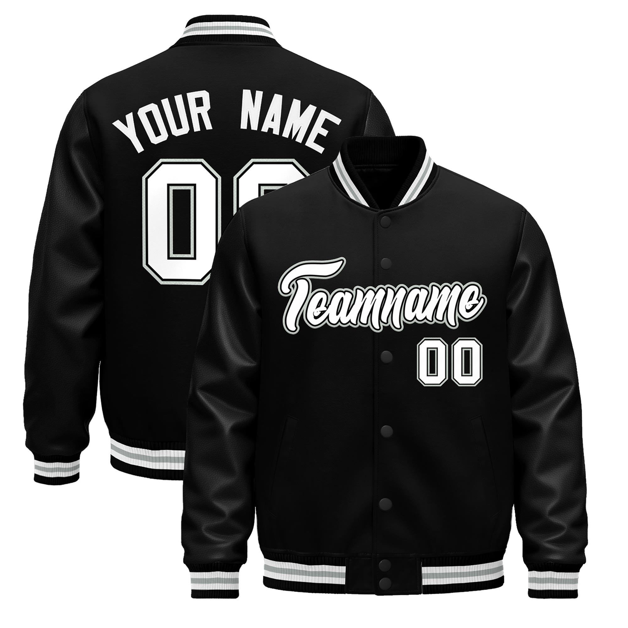 Custom Black White Gray Classic Style Leather Sleeves Wrinkle-Resistant Jacket| KXKSHOP