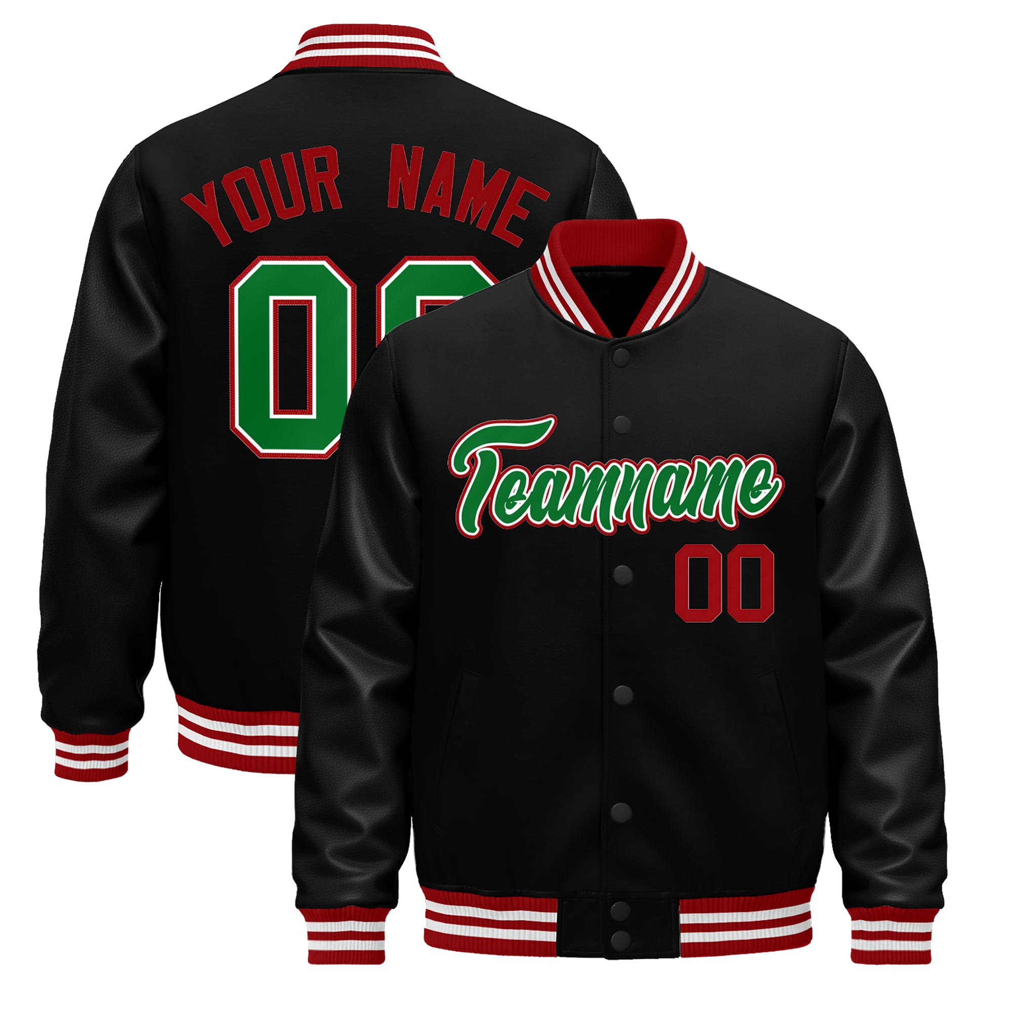 Custom Black Red White Classic Style Leather Sleeves Wrinkle-Resistant Jacket| KXKSHOP