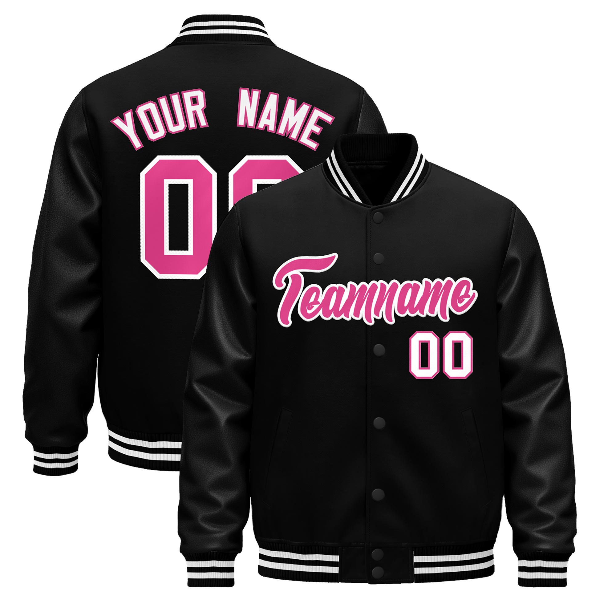 Custom Black White Classic Style Leather Sleeves Wrinkle-Resistant Jacket| KXKSHOP