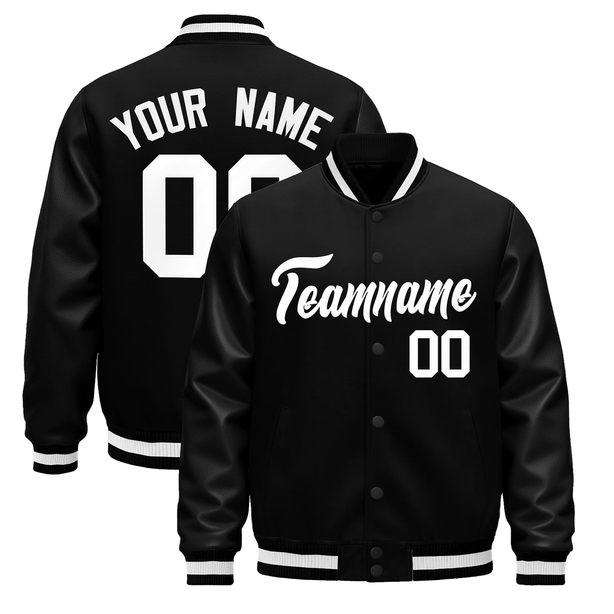 Custom Black White Classic Style Leather Sleeves Wrinkle-Resistant Jacket| KXKSHOP