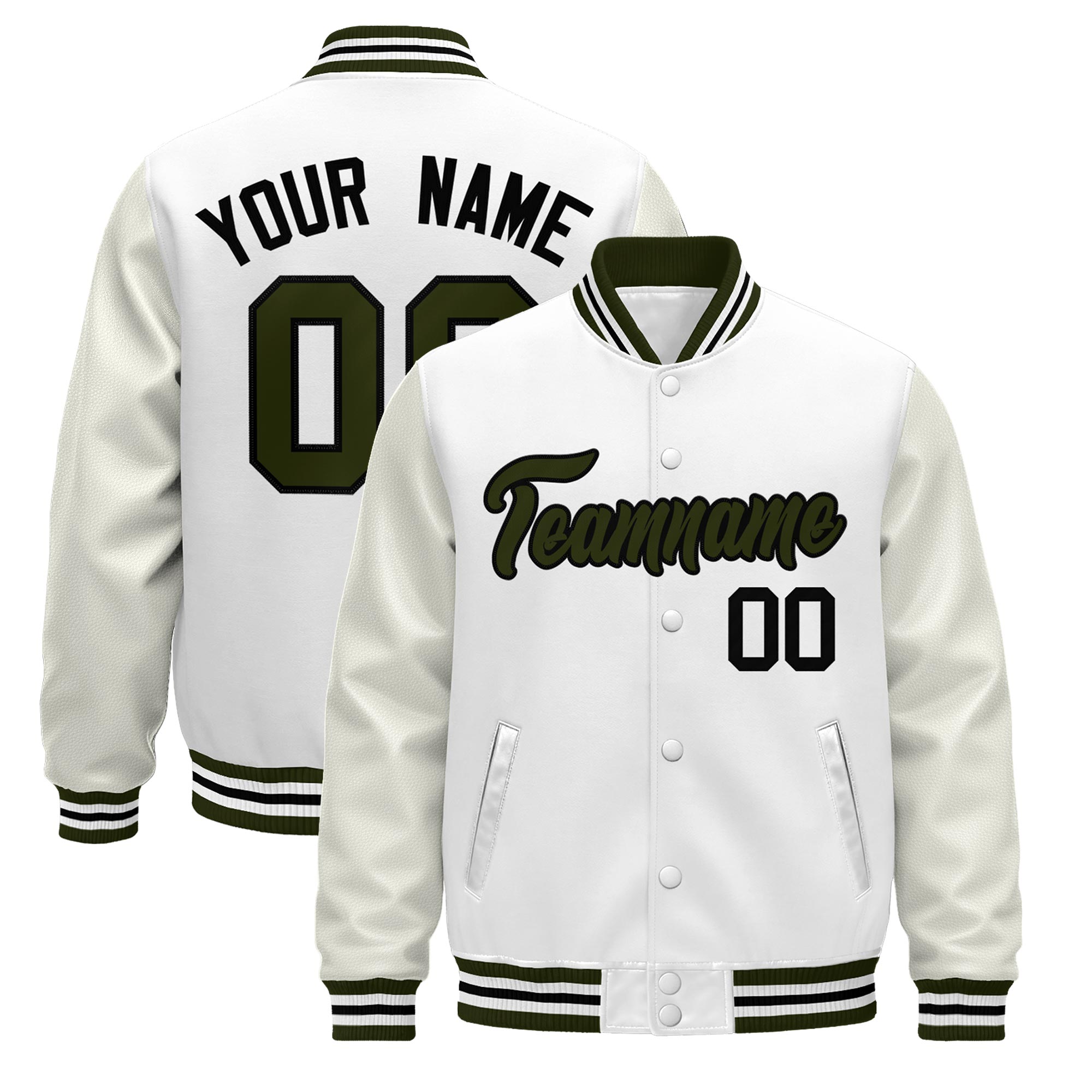Custom White Olive Black Classic Style Leather Sleeves Wrinkle-Resistant Jacket| KXKSHOP