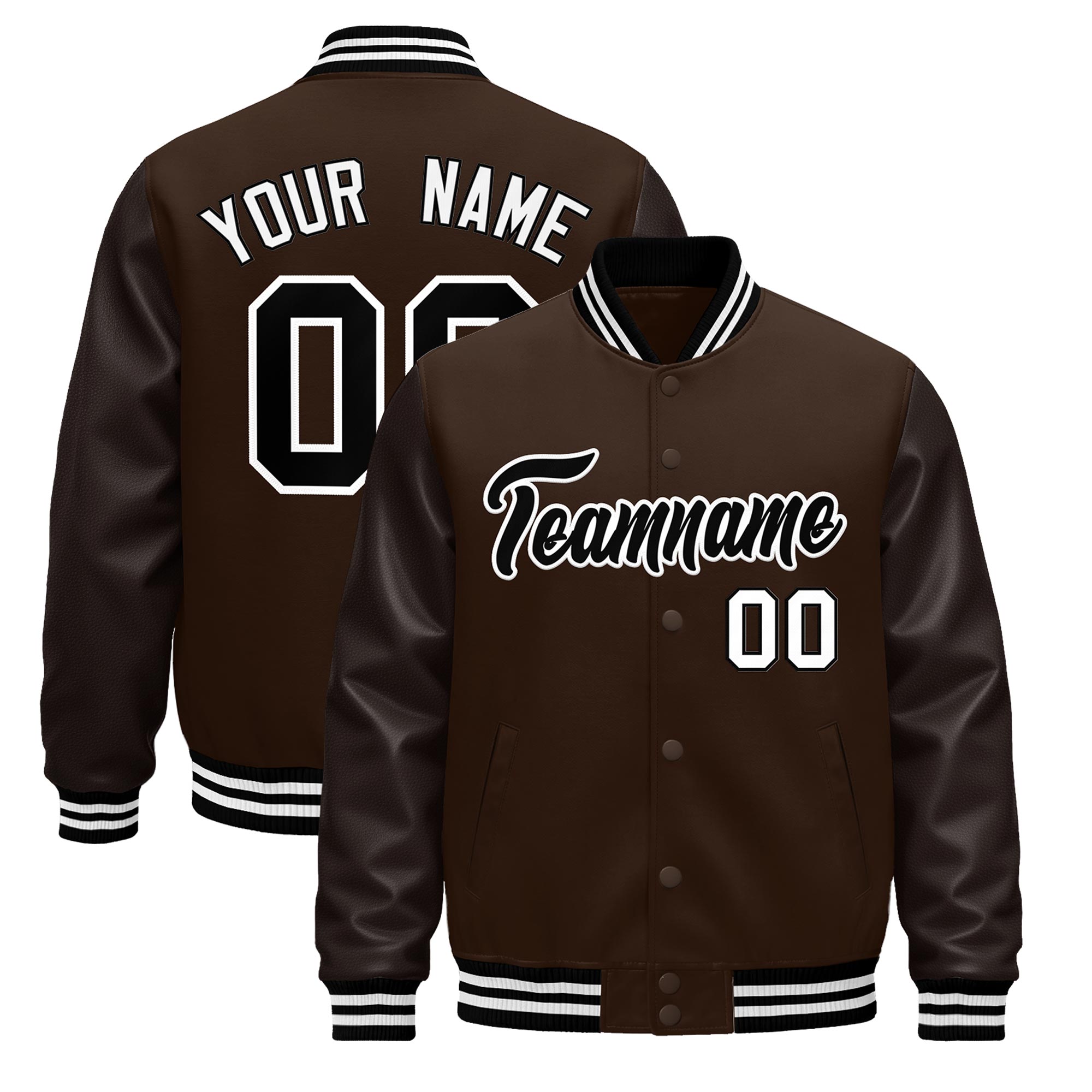 Custom Brown Black White Classic Style Leather Sleeves Wrinkle-Resistant Jacket| KXKSHOP