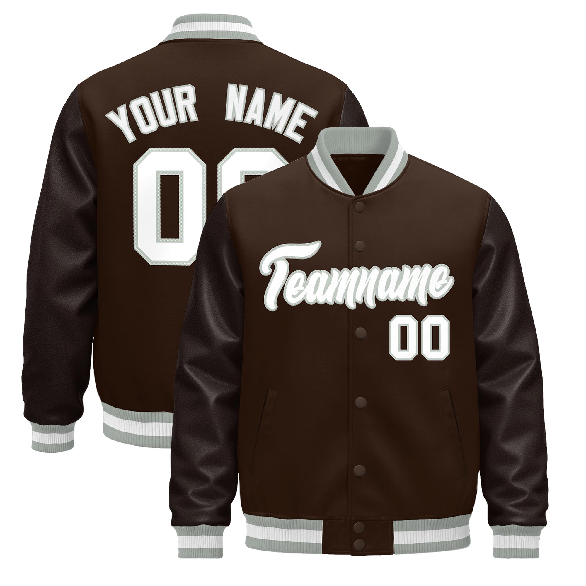 Custom Brown Gray White Classic Style Leather Sleeves Wrinkle-Resistant Jacket| KXKSHOP