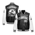 Custom Black White Raglan Sleeves Full-Snap Faux Leather Letterman Jacket| KXKSHOP
