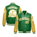 Custom Kelly Green Khaki Raglan Sleeves Full-Snap Faux Leather Letterman Jacket| KXKSHOP