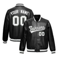 Custom Black White Gray Full-Snap Varsity Faux Leather Letterman Jacket| KXKSHOP
