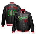 Custom Black Red Kelly Green Full-Snap Varsity Faux Leather Letterman Jacket| KXKSHOP