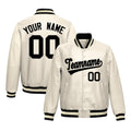 Custom Cream Black Full-Snap Varsity Faux Leather Letterman Jacket| KXKSHOP