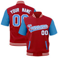 Custom Powder Blue Red Full-Snap Classic Style Jacket| KXKSHOP
