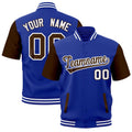 Custom Brown Royal Blue White Full-Snap Classic Style Jacket| KXKSHOP