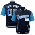 Custom Powder Blue Navy White Full-Snap Classic Style Jacket| KXKSHOP