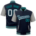 Custom Gray Teal Silver Full-Snap Classic Style Jacket| KXKSHOP