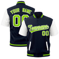 Custom White Navy Neon Green Full-Snap Classic Style Jacket| KXKSHOP