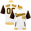 Custom Brown Gold White Full-Snap Classic Style Jacket| KXKSHOP