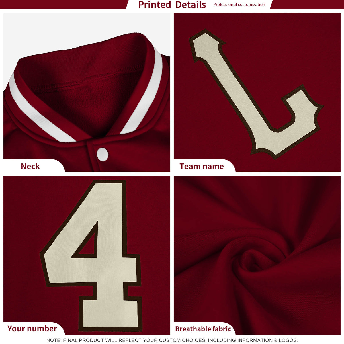 Custom Crimson White Full-Snap Baseball Varsity Bomber Jackets with Personalized Coats