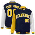 Custom Navy Gold-White Varsity Jacket Classic Style Full-Snap Letterman Jacket