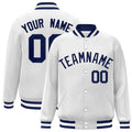 Custom White Navy Varsity  Jacket Classic Style Full-Snap Letterman